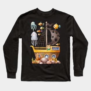 Sunken pirate ship Long Sleeve T-Shirt